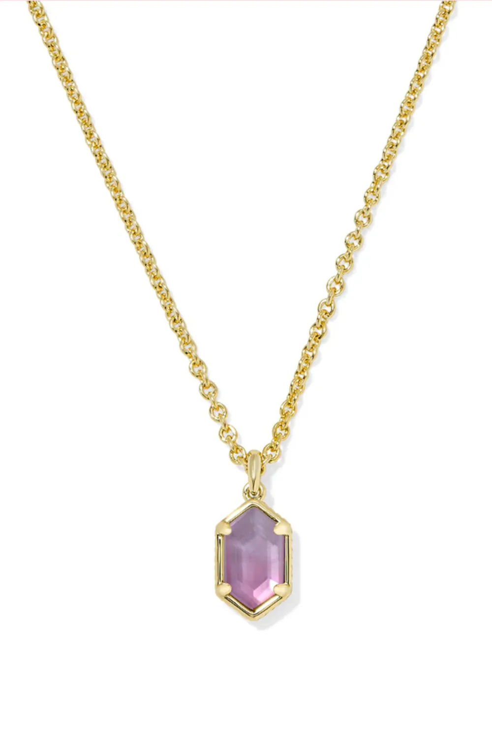 Kendra Scott Hallie Gold Short Pendant Necklace in Purple Watercolor Illusion | 9608873186 sold by Glik’s