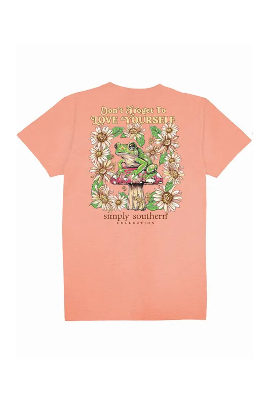Simply Southern Youth Frog Love Yourself T-Shirt for Girls in Peach | YTH-SS-FROG-PEACH sold by Glik’s