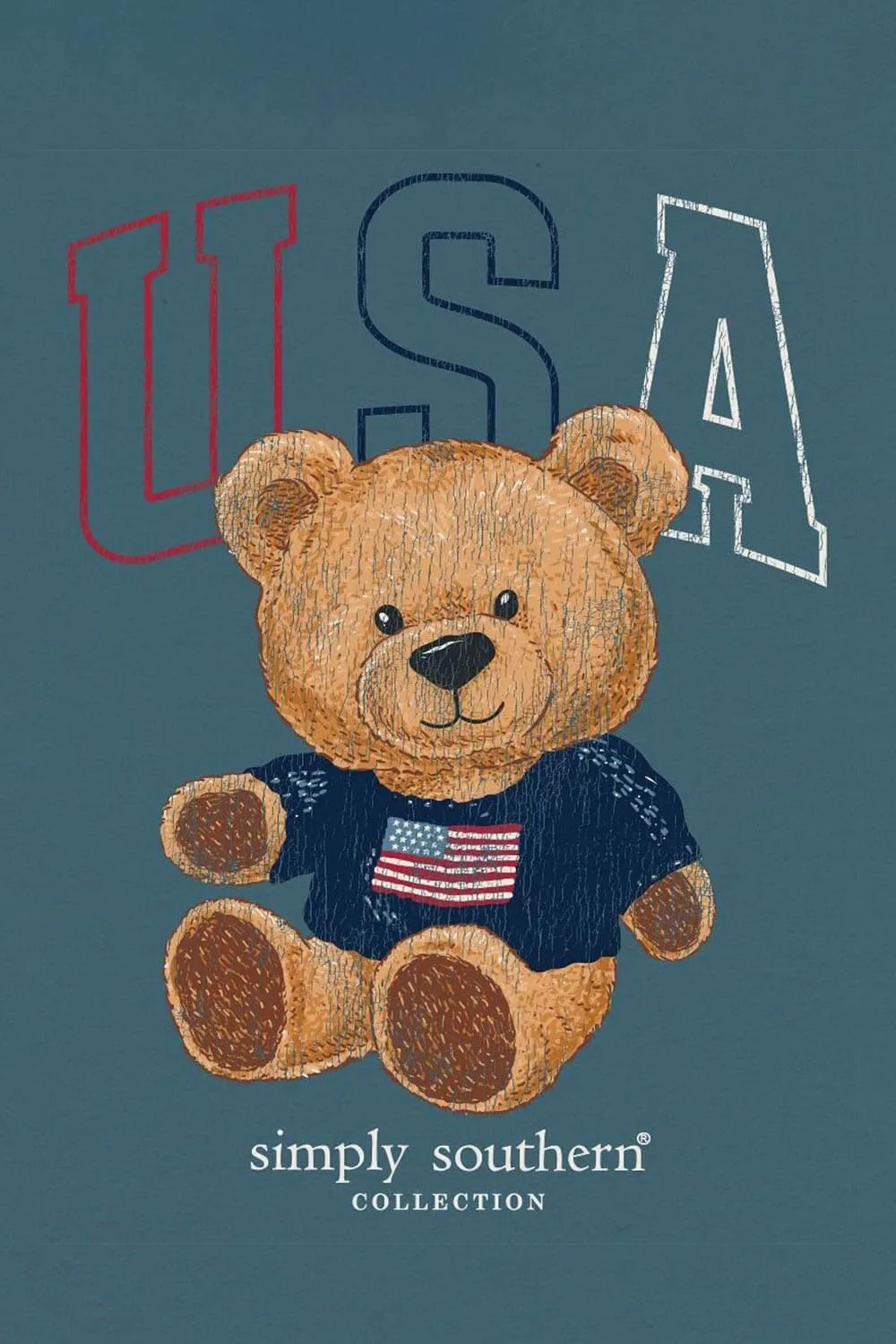 Simply Southern Youth Teddy Bear T-Shirt for Girls in Comet Blue | YTH-SS-USA-COMET sold by Glik’s product image thumbnail 3