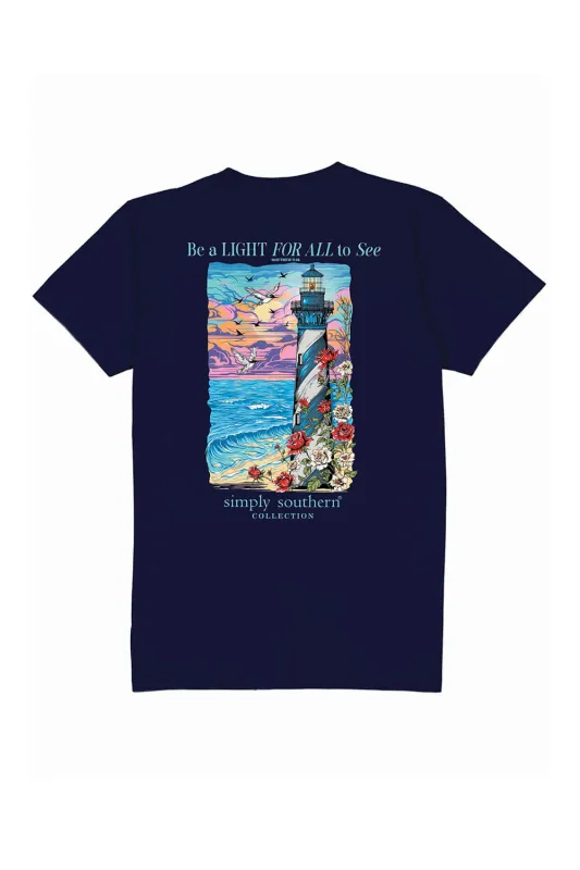 Simply Southern Youth Lighthouse T-Shirt for Girls in Navy | YTH-SS-LIGHT-NAVY sold by Glik’s