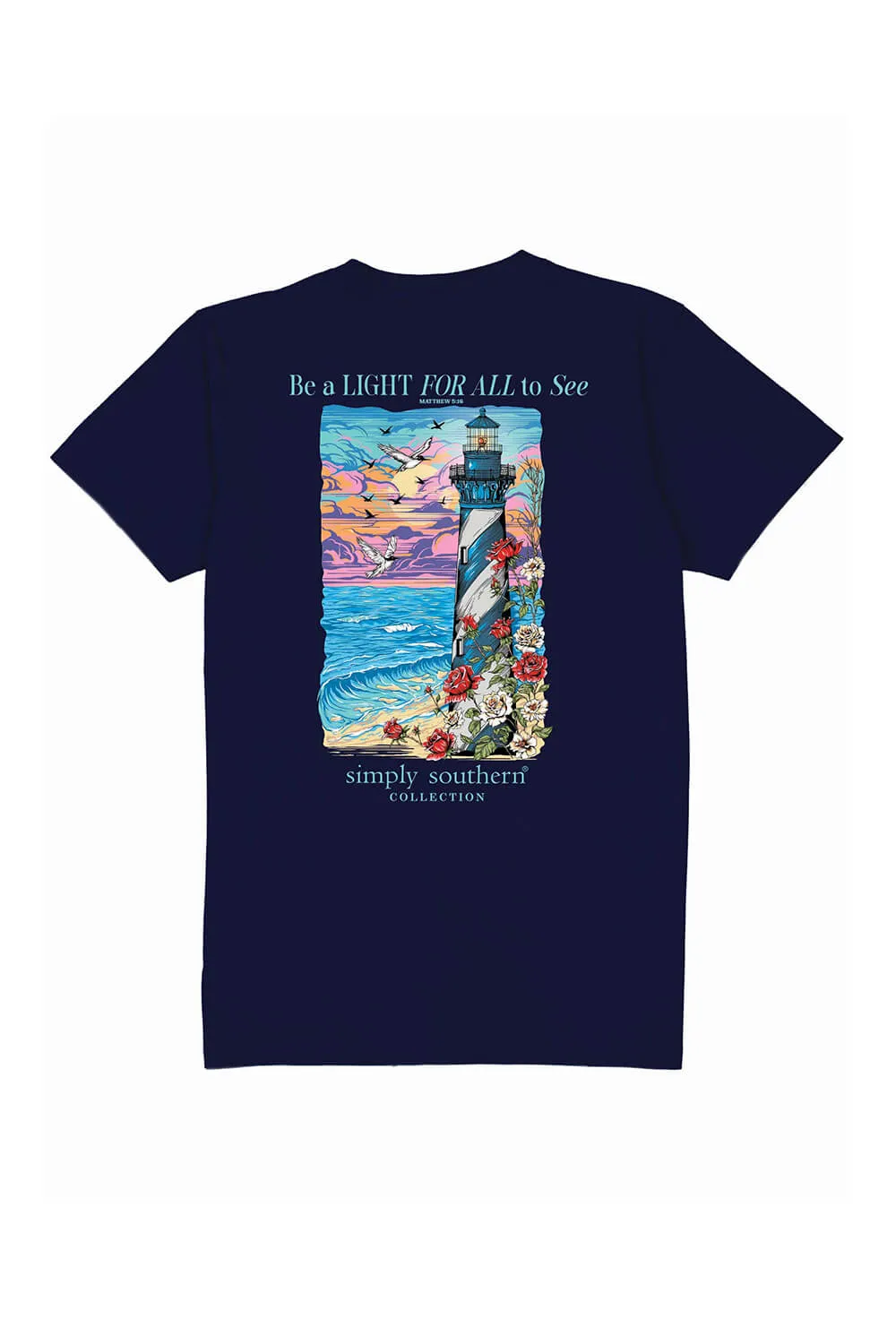 Simply Southern Youth Lighthouse T-Shirt for Girls in Navy | YTH-SS-LIGHT-NAVY sold by Glik’s