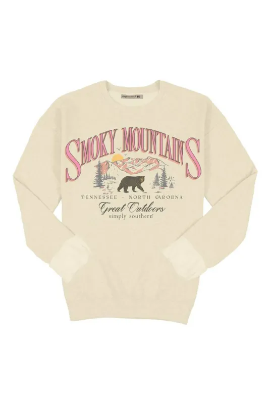 Simply Southern Youth Smoky Mountain Crewneck for Girls in Sand | YTH-CREW-SMOKY-SAND sold by Glik’s