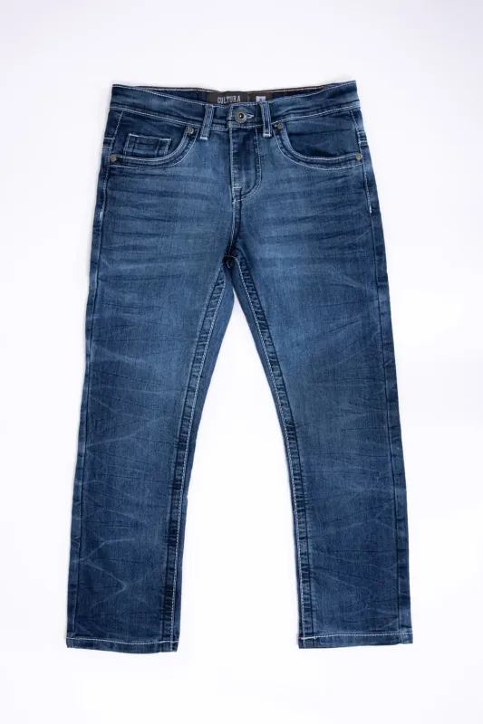 Youth Culture Slim Fit Stitch Pocket Jeans for Boys | BCP99303-BLUE sold by Glik’s