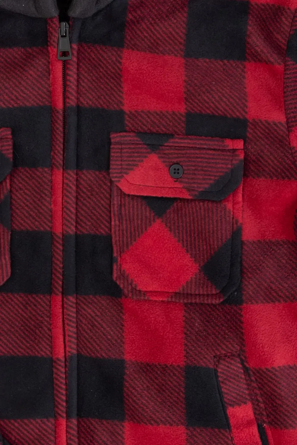 Plaid Youth Hooded Jacket with Sherpa Lining for Boys in Red/Black Plaid | 1PF5088B-REDPLD sold by Glik’s product image thumbnail 2