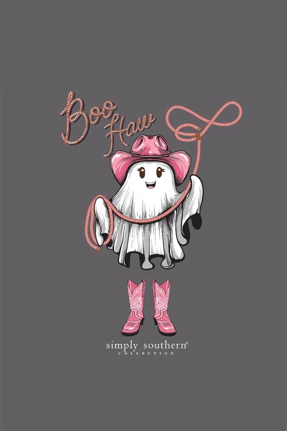 Simply Southern Youth Boo Haw T-Shirt for Girls in Iron Heather | YTH-SS-BOOHAW-IRONHTHR sold by Glik’s product image thumbnail 2