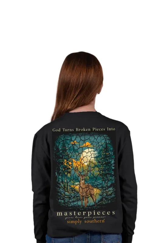 Simply Southern Youth Long Sleeve Broken Pieces T-Shirt for for Girls in Black | YTH-LS-BROKEN-BLACK sold by Glik’s