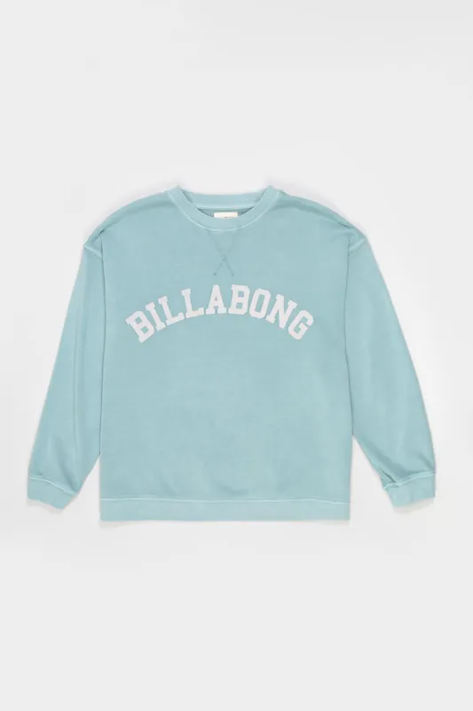 Billabong Youth Billabong Arched Logo Crewneck Sweatshirt for Girls in Blue | BSFHB03S-450-BLUE made by Glik’s