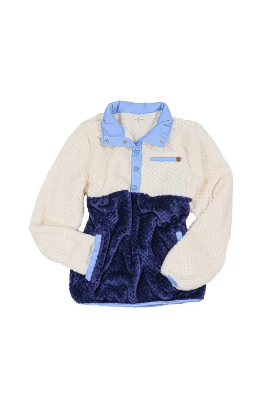 Simply Southern Youth Simply Soft Pullover for Girls in Navy Color Block | PP-0224-YTH-PULL-SMPSFT-NAVY sold by Glik’s