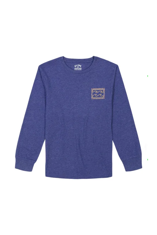 Billabong Youth Crayon Wave Square Graphic Long Sleeve T-Shirt for Boys in Deep Royal Heather | BSFHA69F-401-ROYAL sold by Glik’s