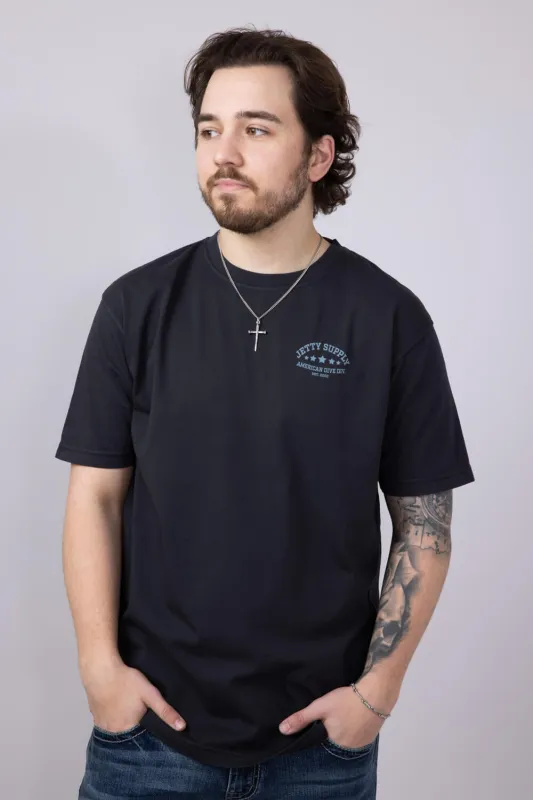 Jetty Division T-Shirt for Men in Black | S25DIVI-M10001BLK sold by Glik’s