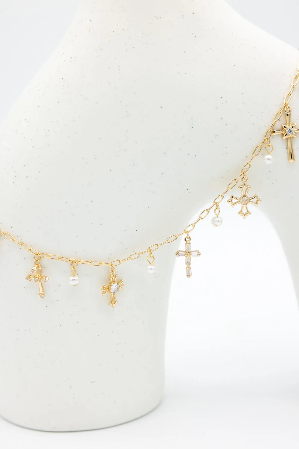 Cross Chain Charm Necklace in Gold | ENA760GDCRY sold by Glik’s