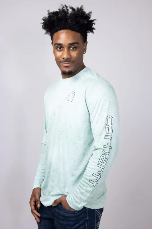 Carhartt Force Sun Defender Lightweight Print Long Sleeve T-Shirt for Men in Green | 106779-HM9-SKY sold by Glik’s
