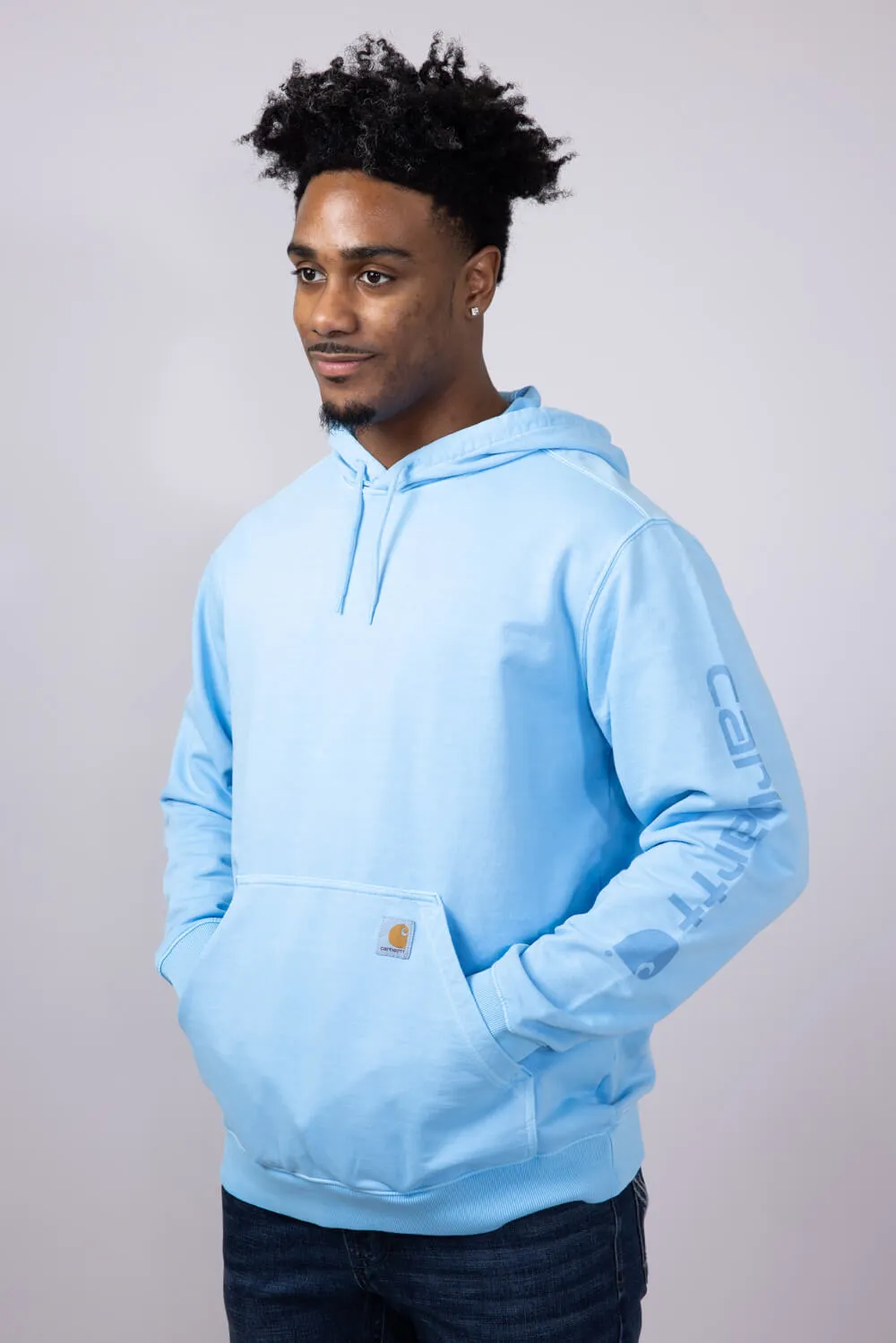 Carhartt Midweight Garment Dyed French Terry Graphic Hoodie for Men in Fresh Water | 106253-HL6-WATER sold by Glik’s product image thumbnail 3
