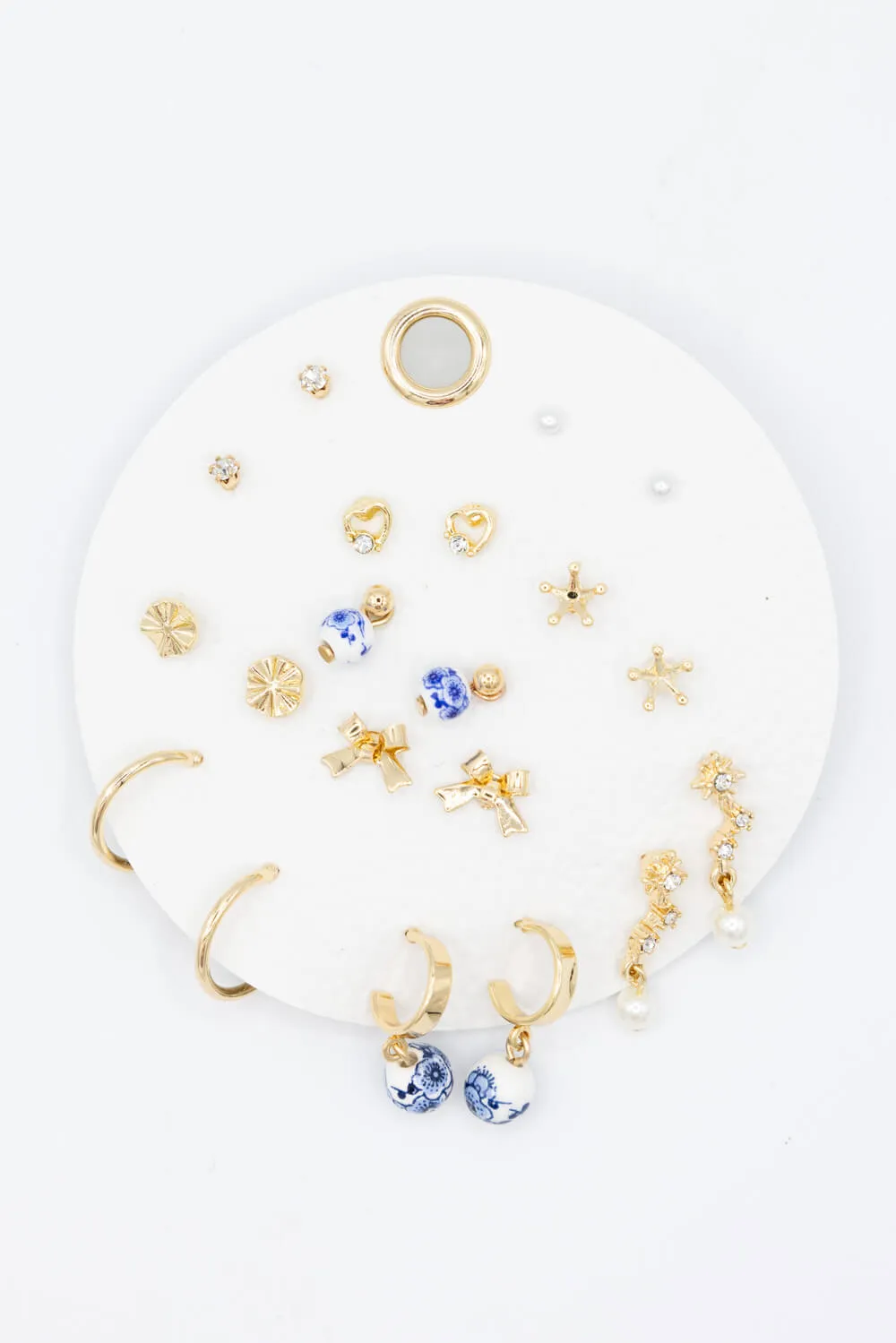 Ten Pair Ceramic Earrings Set for Women in Gold | JEE700-GDBLE sold by Glik’s