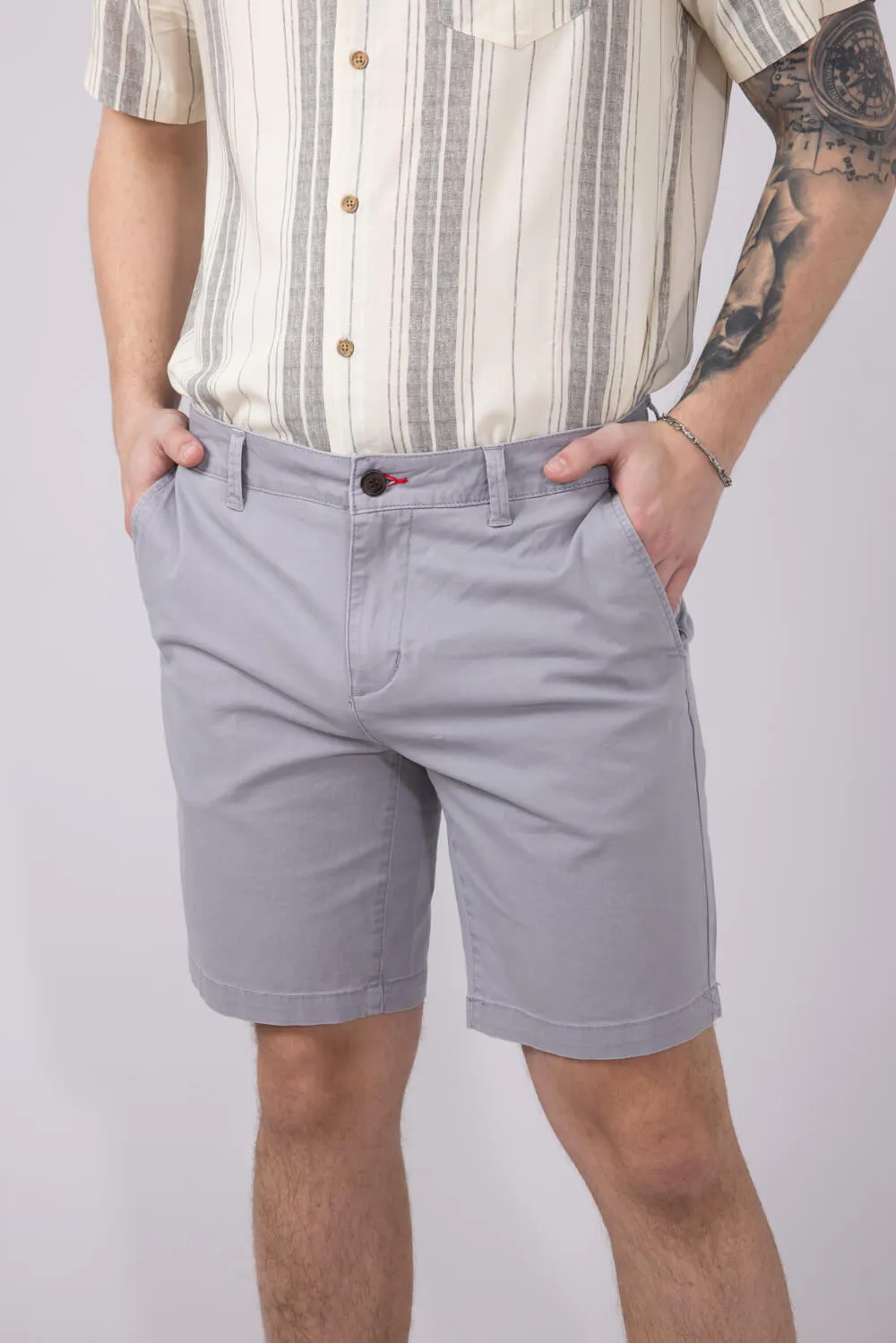 1897 Legends 9” Heavy Washed Twill Flat Front Shorts for Men in Light Grey | 5GLL1223-LTGRY sold by Glik’s
