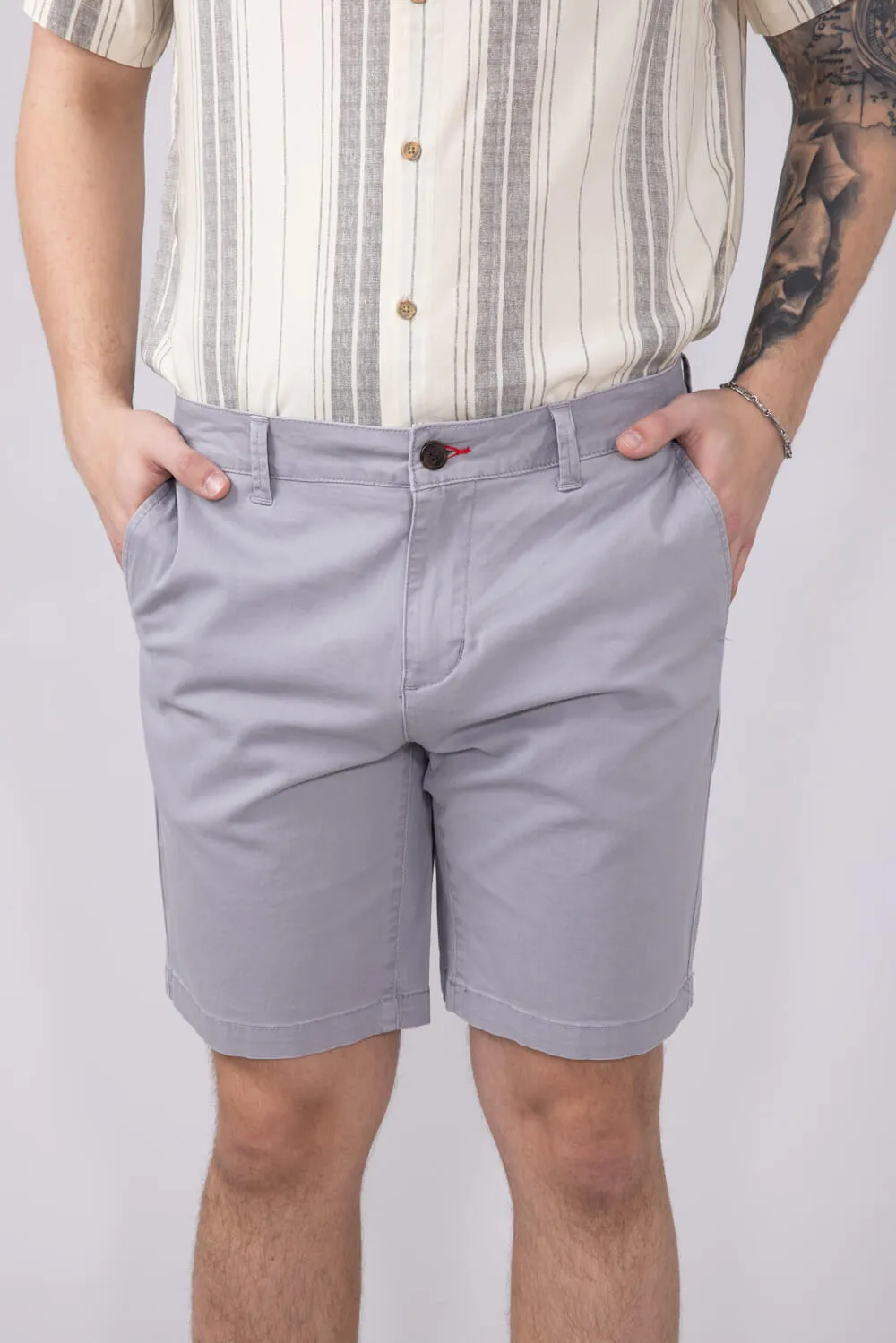 1897 Legends 9” Heavy Washed Twill Flat Front Shorts for Men in Light Grey | 5GLL1223-LTGRY sold by Glik’s product image thumbnail 3