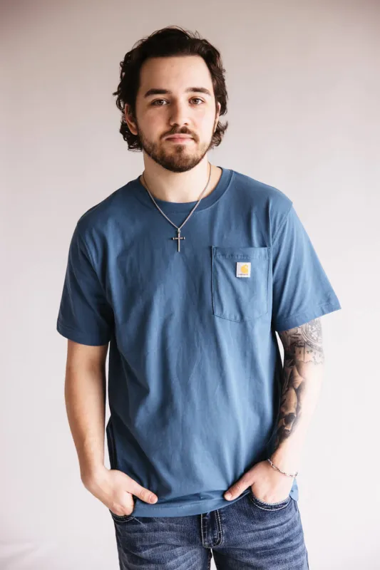 Carhartt Pocket Graphic T-Shirt for Men in Blue | 106760-HK8-STRMBLU sold by Glik’s