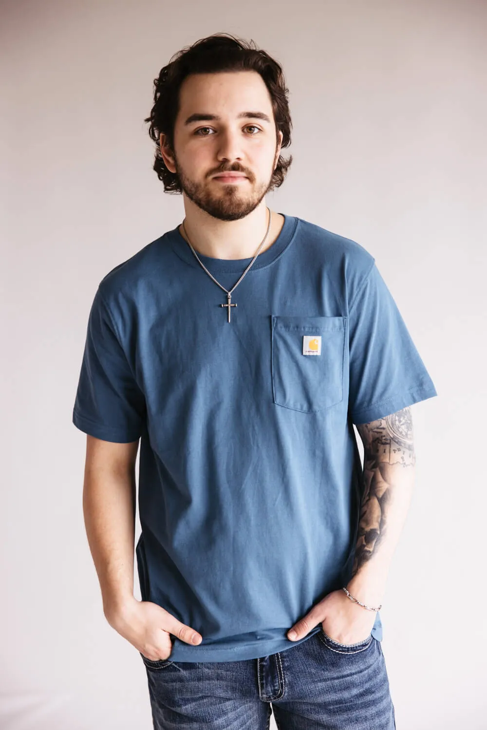 Carhartt Pocket Graphic T-Shirt for Men in Blue | 106760-HK8-STRMBLU sold by Glik’s