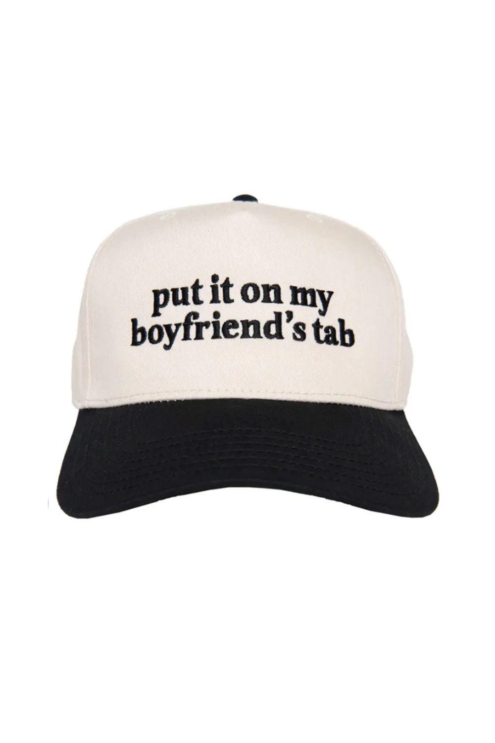 Put It On My Boyfriend’s Tab Trucker Hat for Women in Black/Tan | KDC-BC-1108-BLK-TAN sold by Glik’s product image thumbnail 2