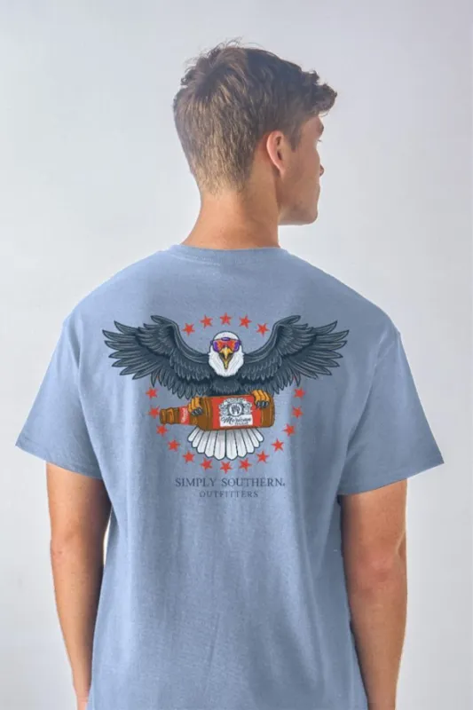 Simply Southern USA Eagle T-Shirt for Men in Blue | MN-SS-EAGLE-STNBLUE sold by Glik’s