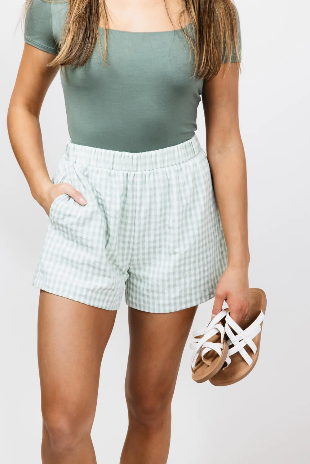 Plaid Boxer Lounge Shorts for Women in Green | PSP1142-GREEN sold by Glik’s