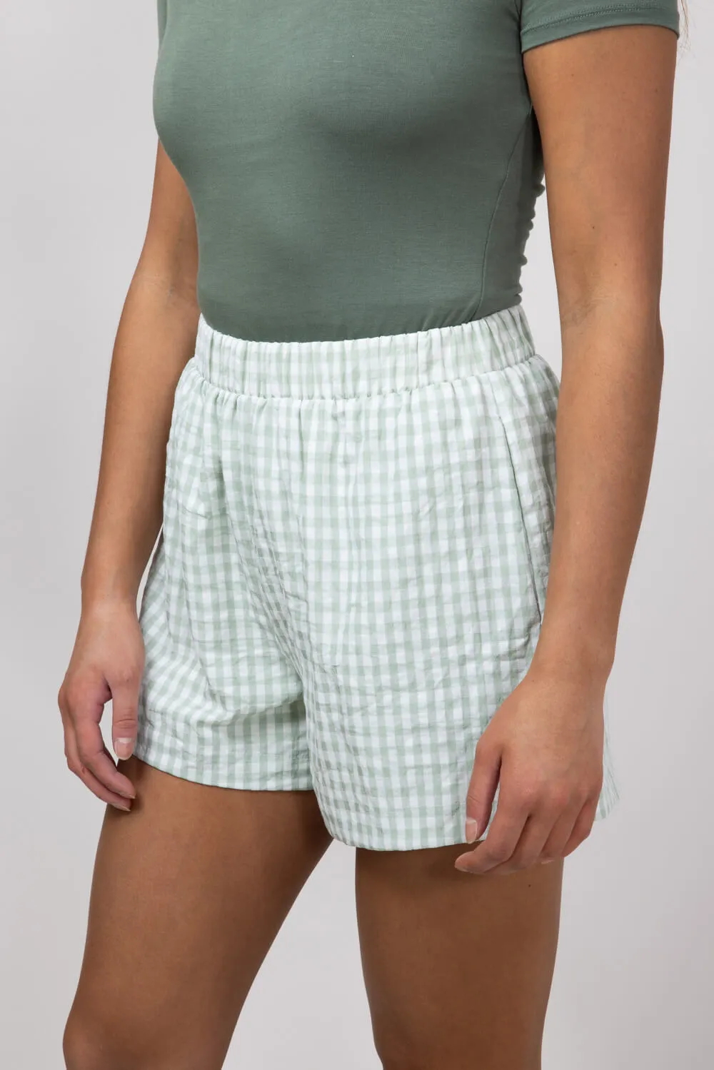 Plaid Boxer Lounge Shorts for Women in Green | PSP1142-GREEN sold by Glik’s product image thumbnail 3