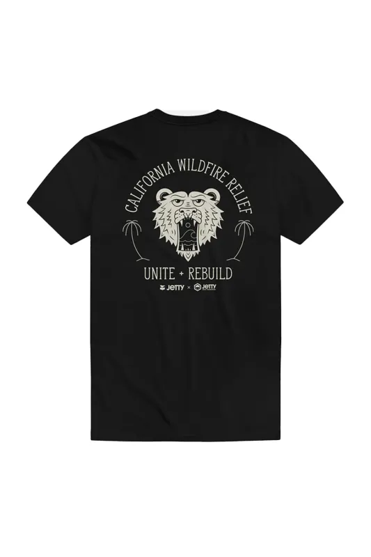 Jetty California Wildfire Relief T-Shirt for Men in Black | SDCALI-MTBLK sold by Glik’s