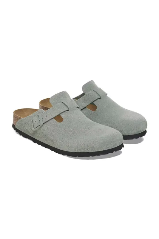 Birkenstock Boston Soft Footbed Suede Leather Clogs for Women in Sage | 1029801 sold by Glik’s