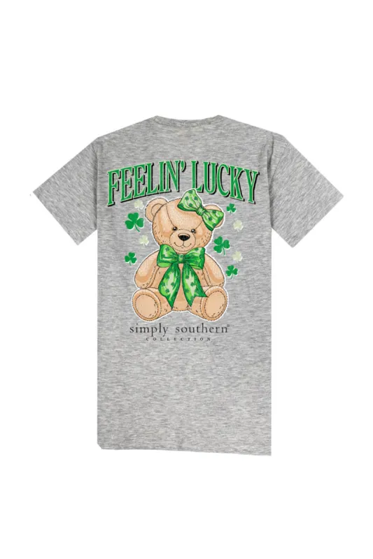 Simply Southern Plus Size Lucky Teddy T-shirt for Women in Heather Grey | EXT-SS-LUCKYTEDDY-STORMHTHR sold by Glik’s