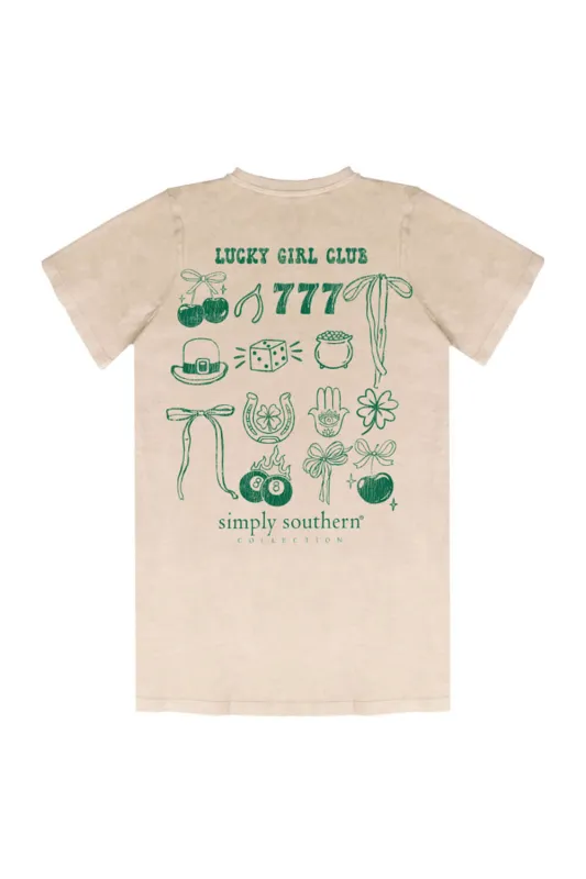 Simply Southern Plus Size Lucky Girl T-shirt for Women in Washed Ecru | EXT-SS-STPATRICKS-WSHECRU made by Simply Southern