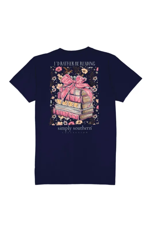 Simply Southern Plus Size I’d Rather Be Reading T-shirt for Women in Navy | EXT-SS-READ-NAVY sold by Glik’s