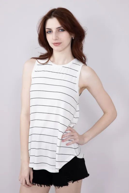 Thread & Supply Sinclair Striped Tank Top for Women in White/Black | T1354MSTS-WHITEBLACK sold by Glik’s