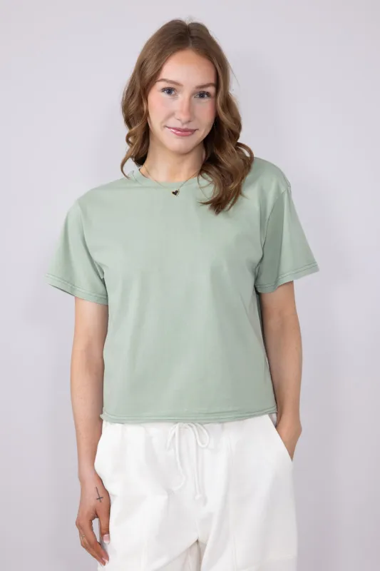 Thread & Supply Katelin T-Shirt for Women in Green | T1488CKNTS-AQUAGREY sold by Glik’s
