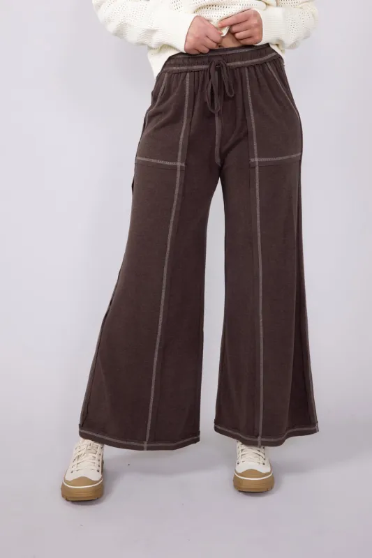 Soft Touch Wide Leg Lounge Pants for Women in Brown | FP3291-BROWN sold by Glik’s
