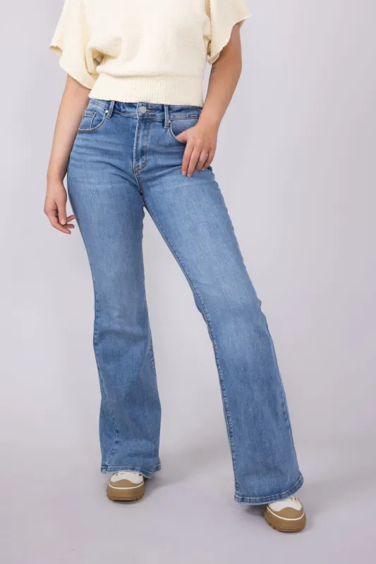 Risen Mid Rise Flare Jeans for Women | RDP5404CH-MD sold by Glik’s