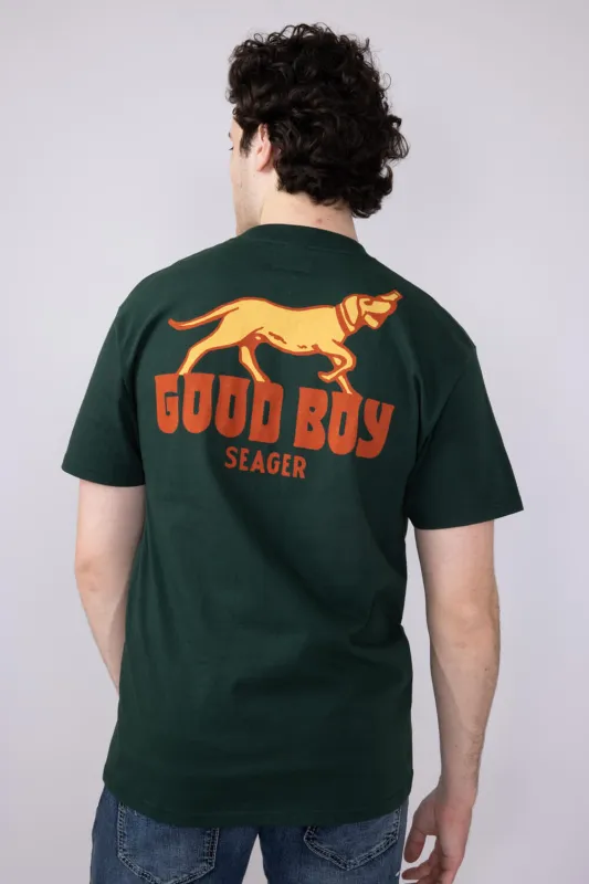 Seager Good Boy T-Shirt for Men in Green | MTSP25GDBYGRN sold by Glik’s