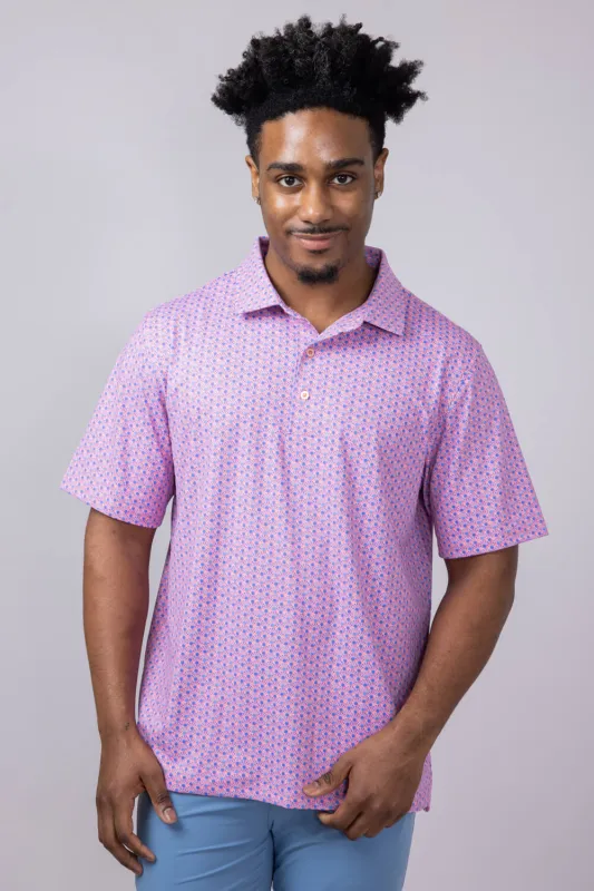Printed Golf Tees Polo Shirt for Men in Coral | FGM106-CORAL sold by Glik’s