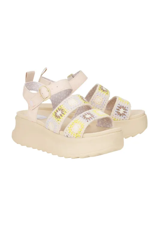 HEYDUDE Delray Buckle Cottage Crochet Sandals for Women in Egret/Lavender | 43200-0NK sold by Glik’s