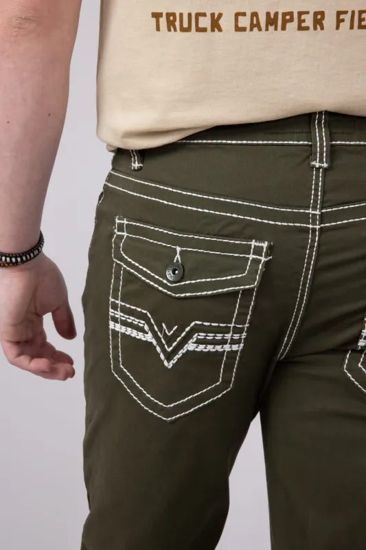 True Luck Blake Bootcut Jeans for Men in Olive | TL16350002-OLIVE sold by Glik’s