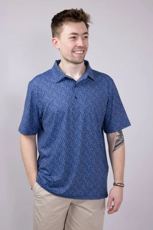 Printed Golf Tee Polo Shirt for Men in Navy | FGM111-NAVY sold by Glik’s