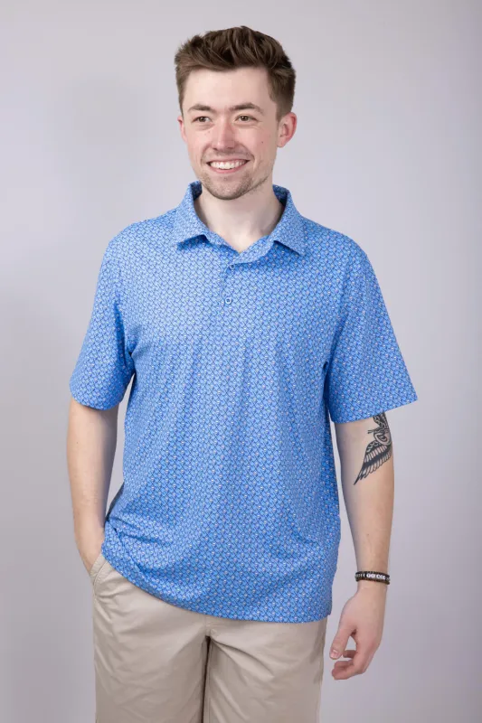 Printed Golf Skull Polo Shirt for Men in Blue | FGM112-BLUE sold by Glik’s