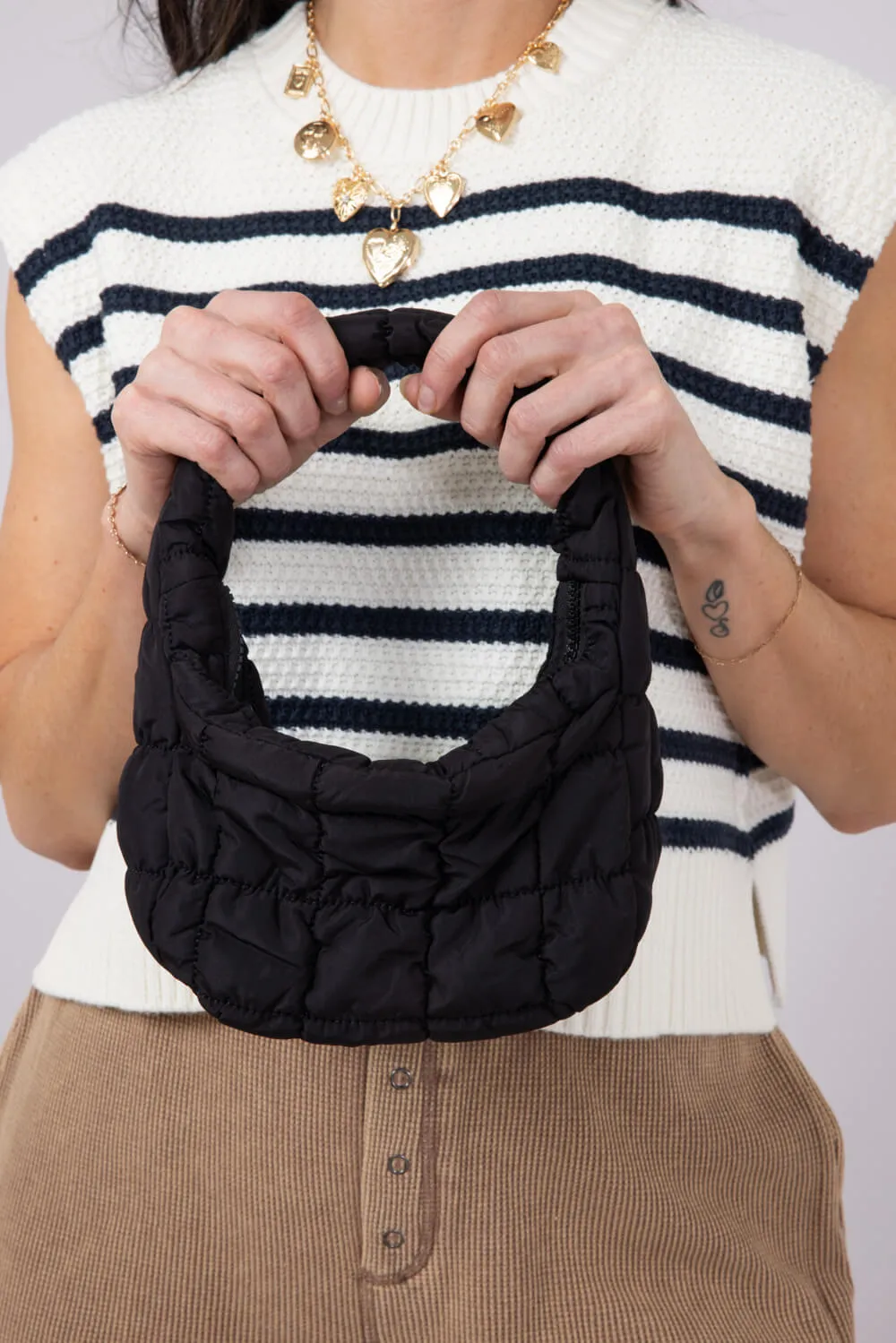 Quilted Puffer Mini Bag for Women in Black | QBS410139-BLACK sold by Glik’s product image thumbnail 3