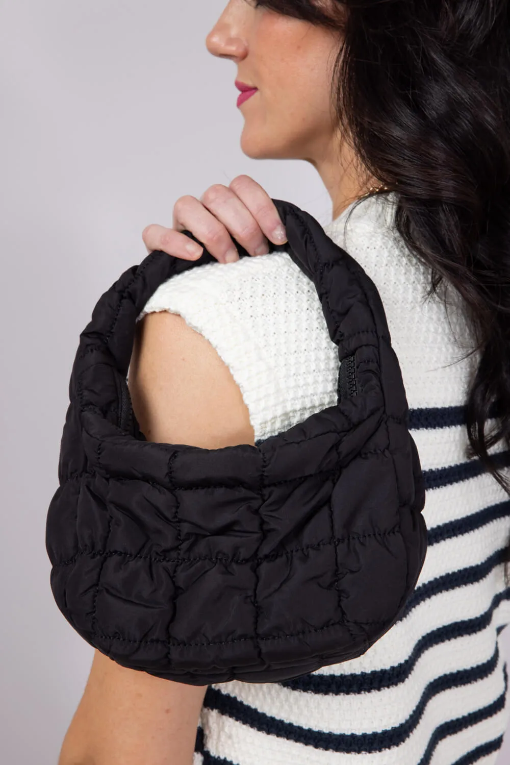 Quilted Puffer Mini Bag for Women in Black | QBS410139-BLACK sold by Glik’s product image thumbnail 4
