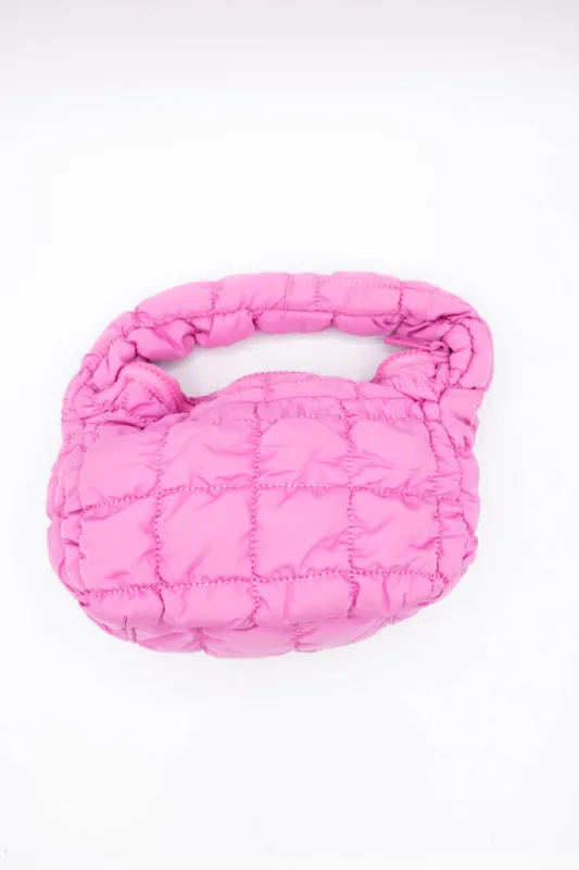 Quilted Puffer Mini Bag for Women in Bubble Gum Pink | QBS410139-BUBBLEGUMPINK sold by Glik’s