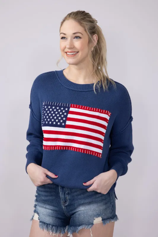 Simply Southern USA Sweater for Women in Dark Blue | PP-0125-SWTR-USA-DEEPSEA sold by Glik’s