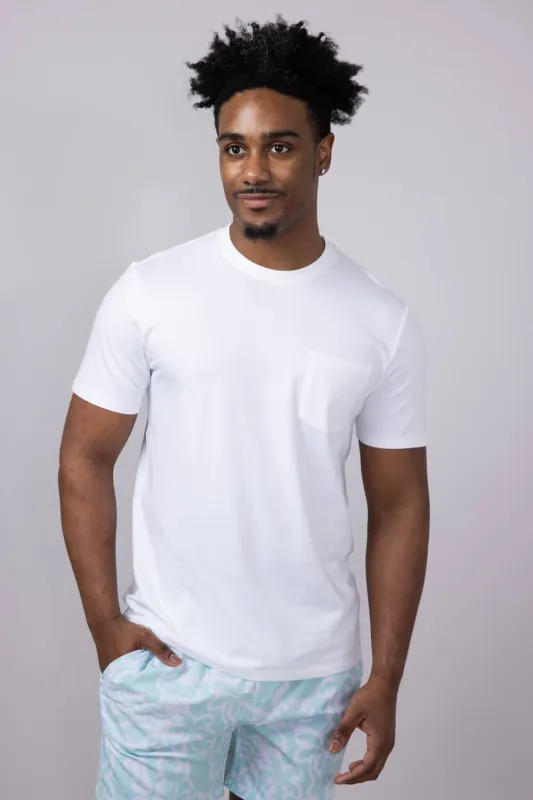 Free Fly Bamboo Current Pocket T-Shirt for Men in White | MCNPT011-WHITE sold by Glik’s