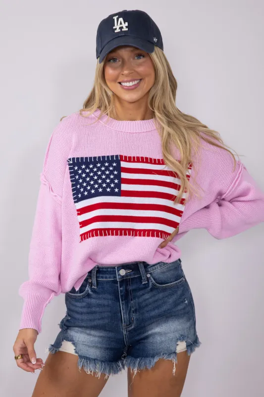Simply Southern USA Sweater for Women in Pink | PP-0125-SWTR-USA-PNK sold by Glik’s