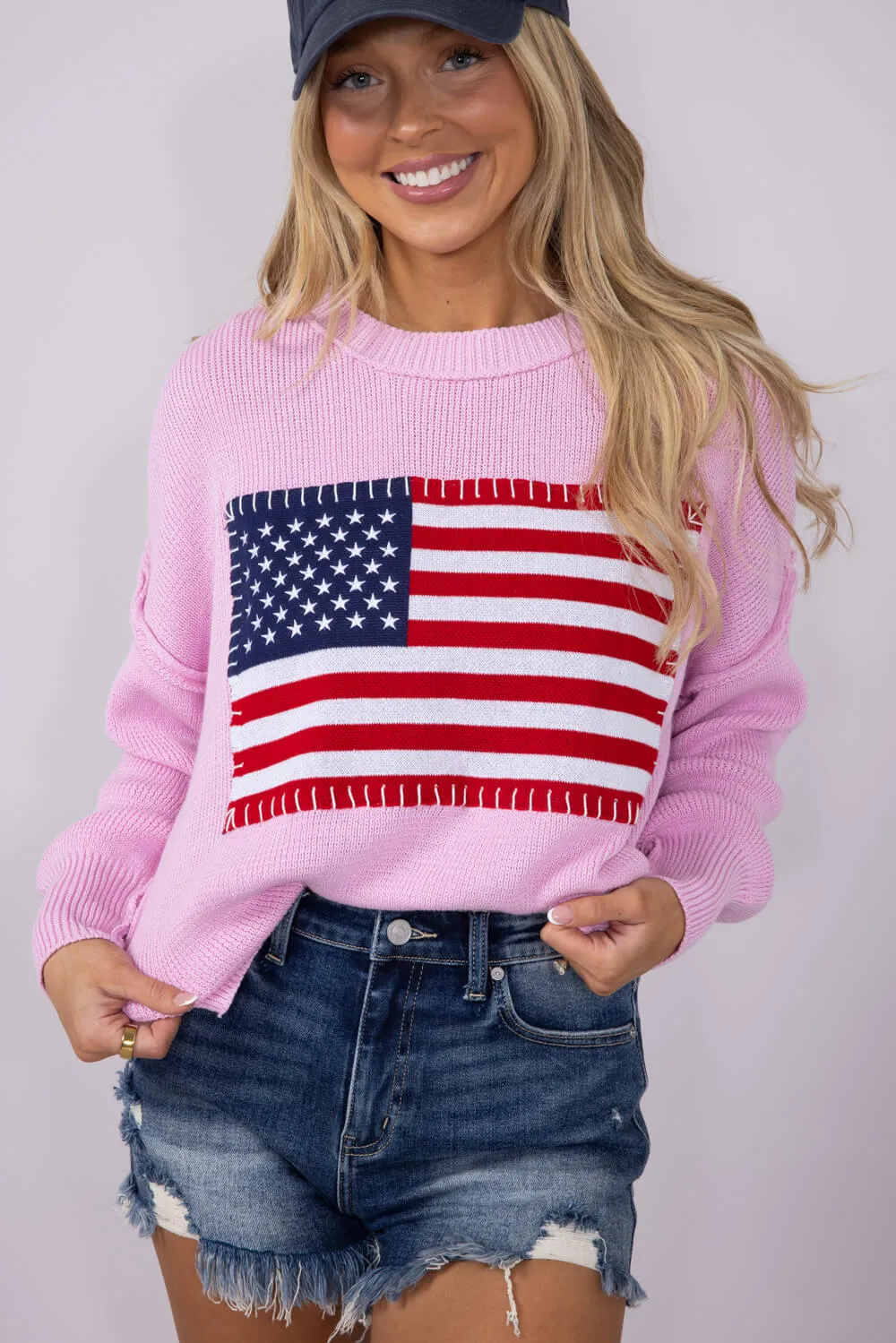 Simply Southern USA Sweater for Women in Pink | PP-0125-SWTR-USA-PNK sold by Glik’s product image thumbnail 2