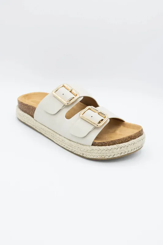 Soda Marfa Buckle Platform Sandals for Women in Bone | MARFA-S BONE made by Glik’s