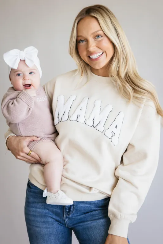 1897 Active Mama Chenille Patch Sweatshirt for Women in Cream | GT088-CREAM sold by Glik’s